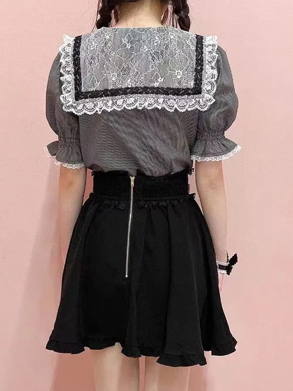 Gothic Lolita SK Black Ruffles Lace Lolita Skirts