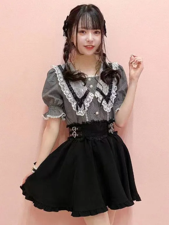 Gothic Lolita SK Black Ruffles Lace Lolita Skirts
