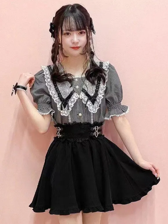 Gothic Lolita SK Black Ruffles Lace Lolita Skirts