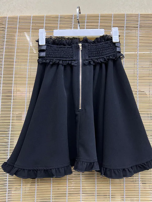 Gothic Lolita SK Black Ruffles Lace Lolita Skirts