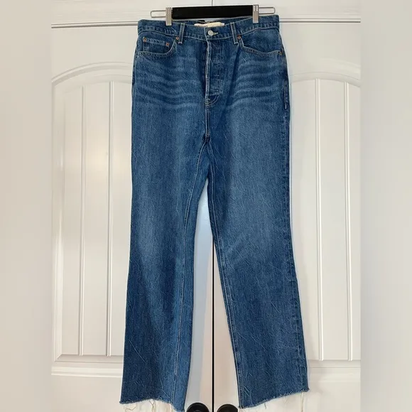 GRLFRND The Cassidy Mid Rise Straight Jeans Runyon Canyon Blue Size 30