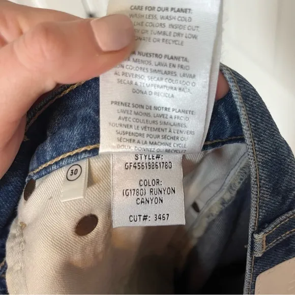 GRLFRND The Cassidy Mid Rise Straight Jeans Runyon Canyon Blue Size 30
