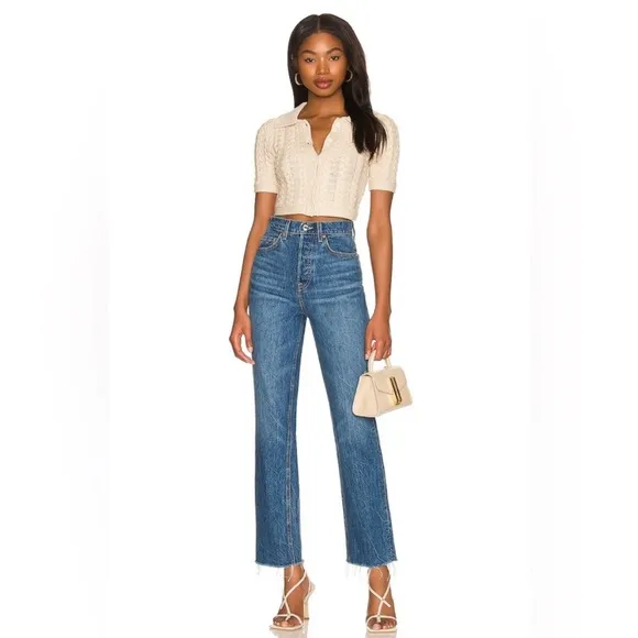 GRLFRND The Cassidy Mid Rise Straight Jeans Runyon Canyon Blue Size 30