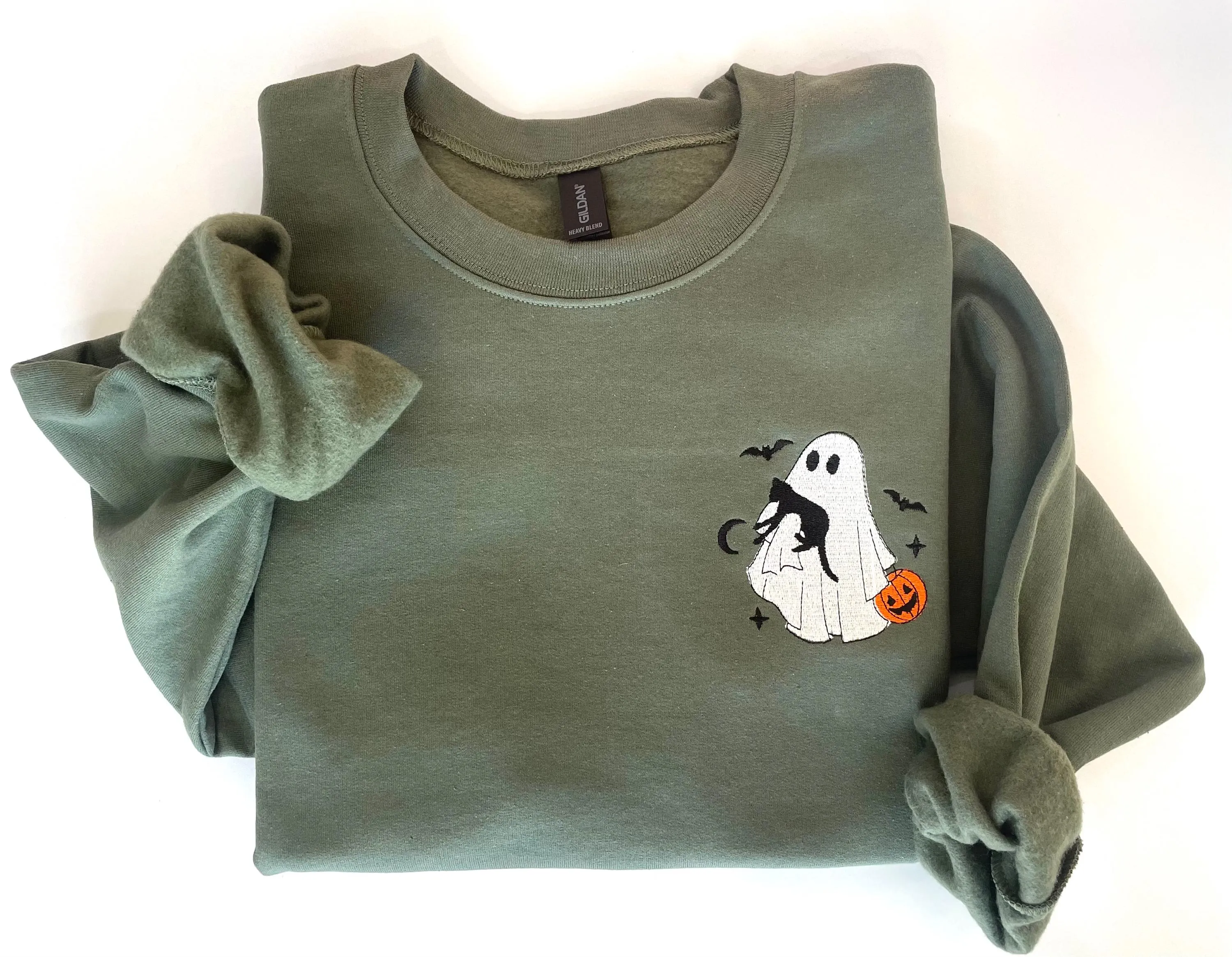 Halloween Embroidered Cat Lady Sweatshirt