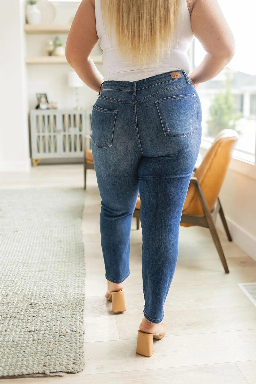Hazel Blues® |  Colt High Rise Button Fly Distressed Boyfriend Jeans