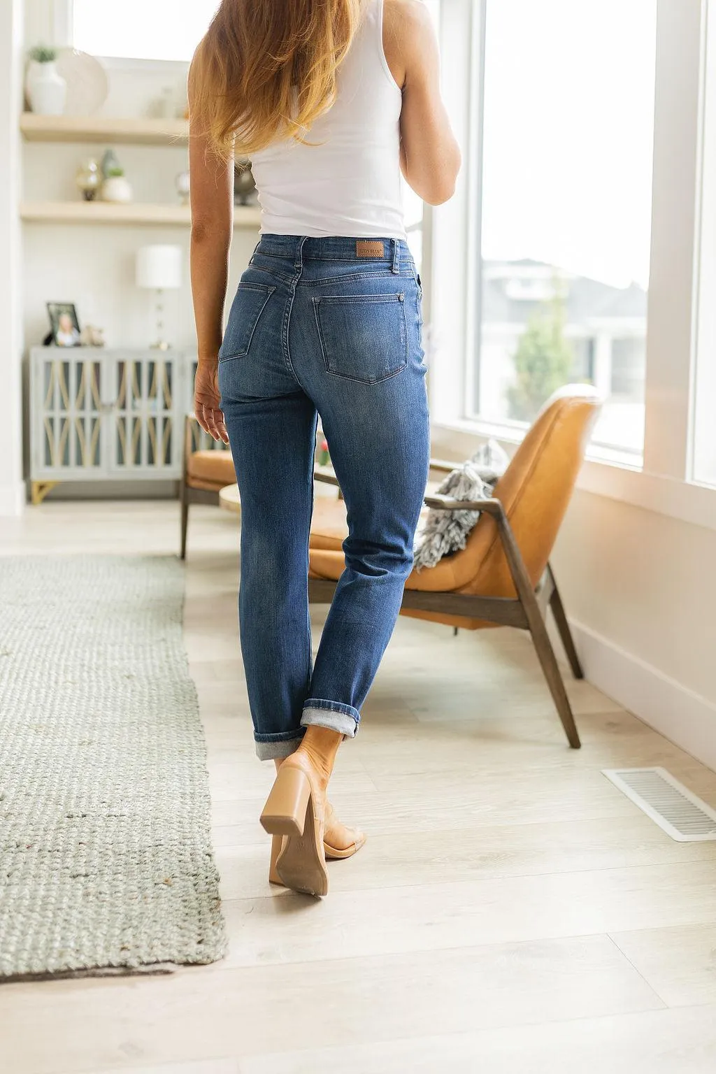 Hazel Blues® |  Colt High Rise Button Fly Distressed Boyfriend Jeans