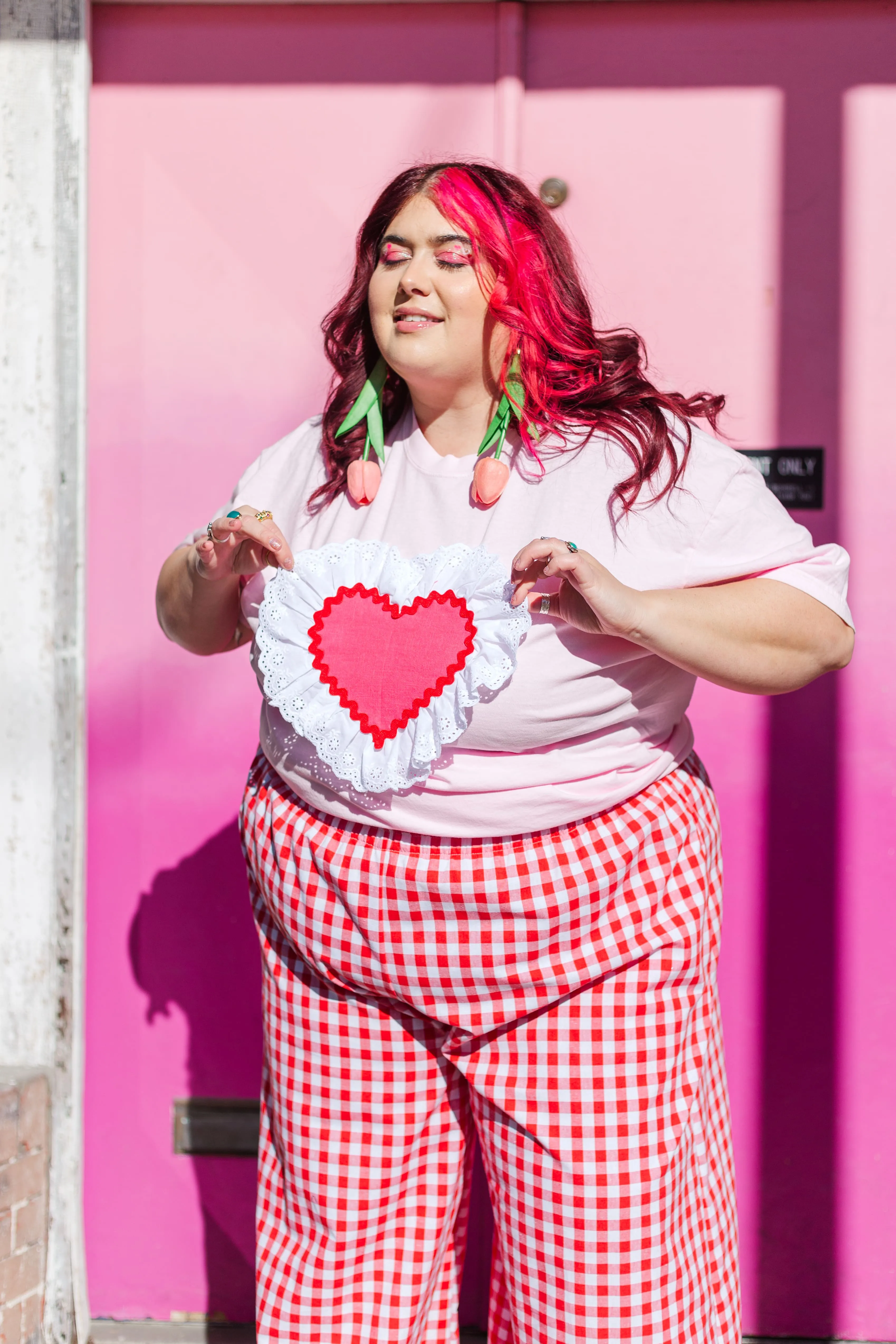 Heart T-Shirt - Pink/Red/White Ruffle - Size 3XL (RTS)