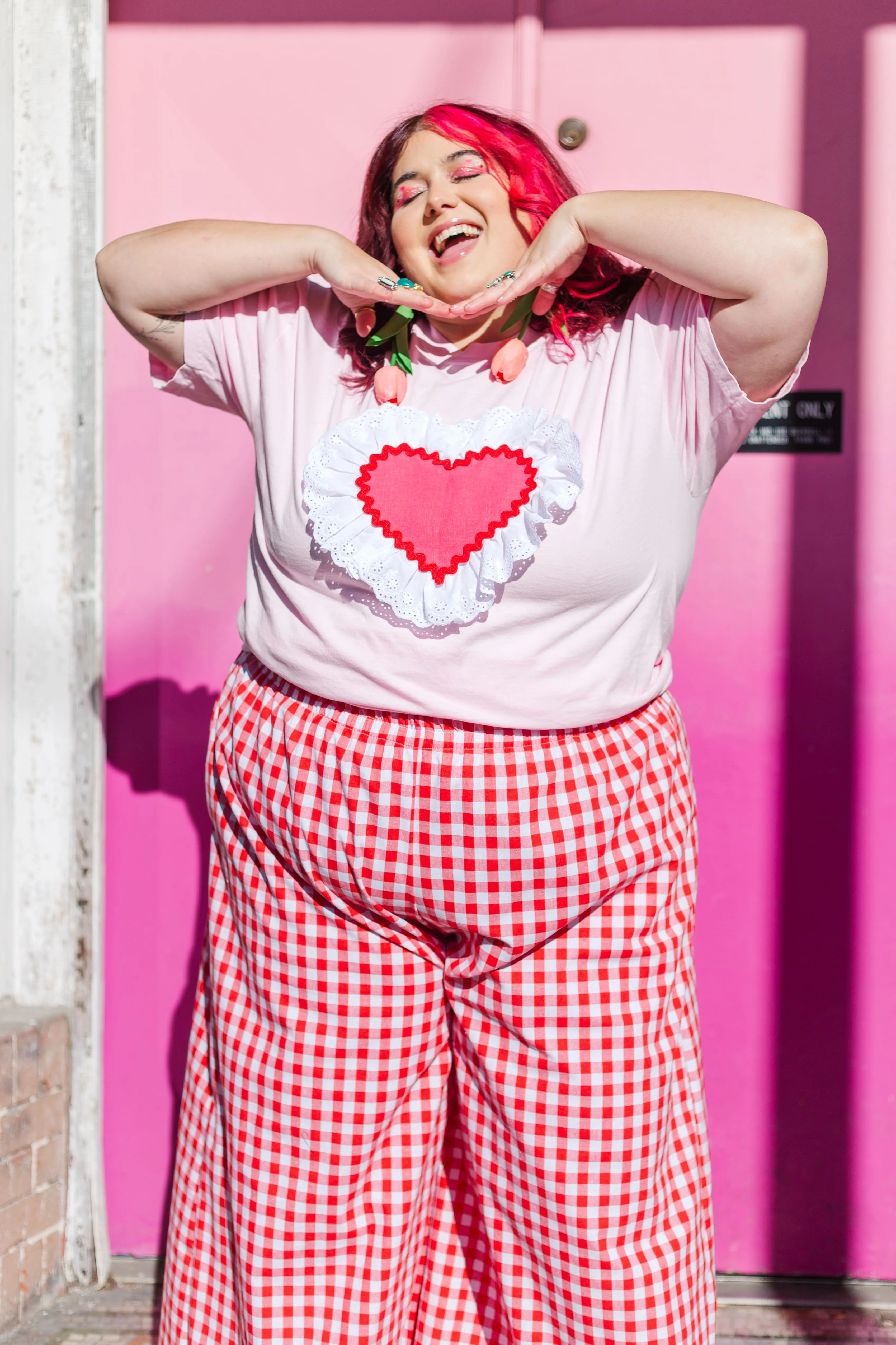Heart T-Shirt - Pink/Red/White Ruffle - Size 3XL (RTS)