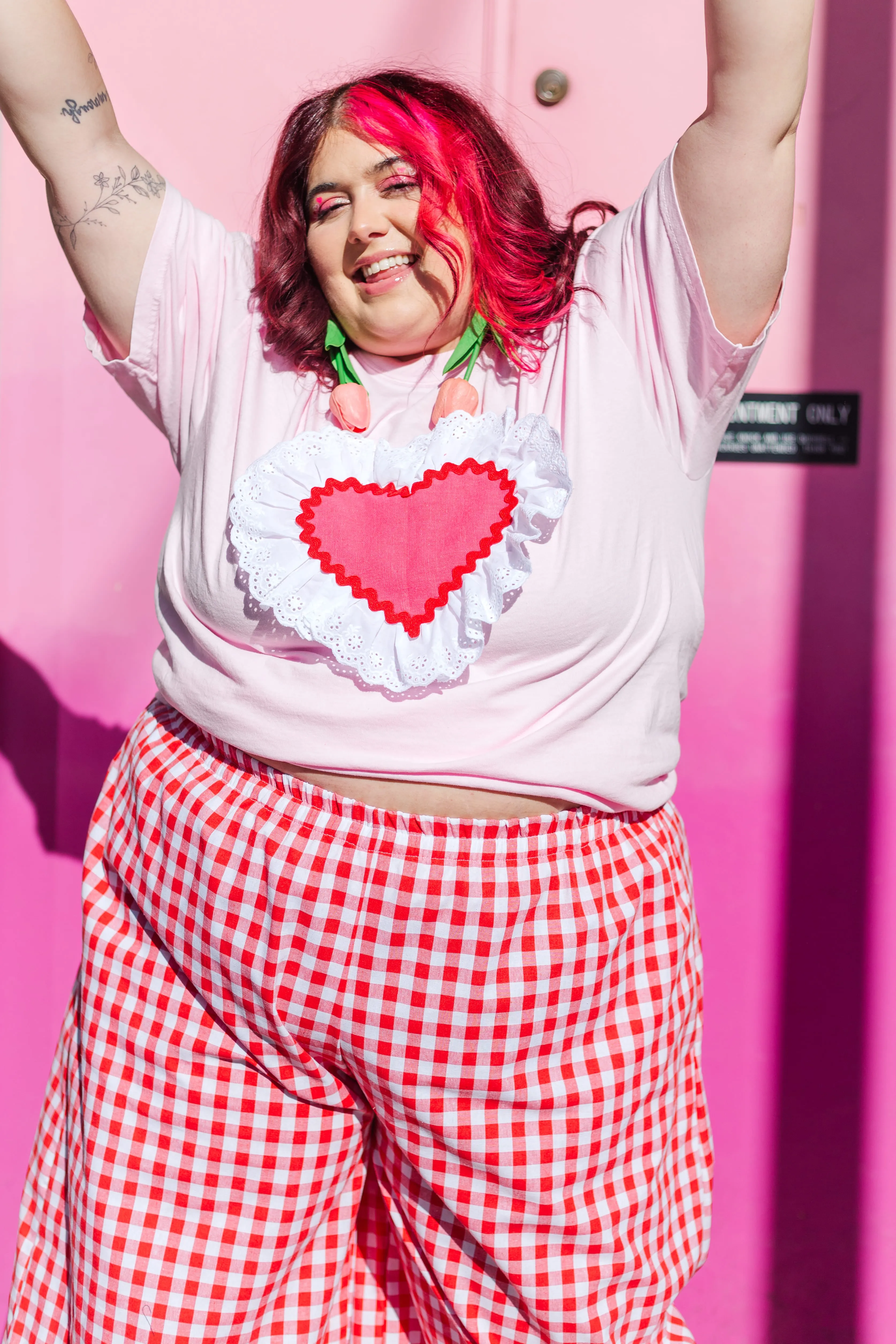 Heart T-Shirt - Pink/Red/White Ruffle - Size 3XL (RTS)