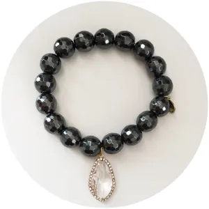 Hematite with Pavé Clear Crystal Point Pendant