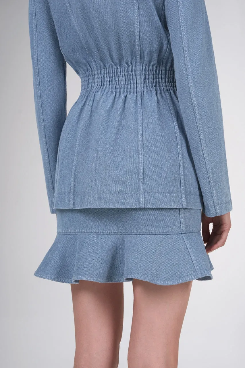 High-Waisted Denim Flared Skirt