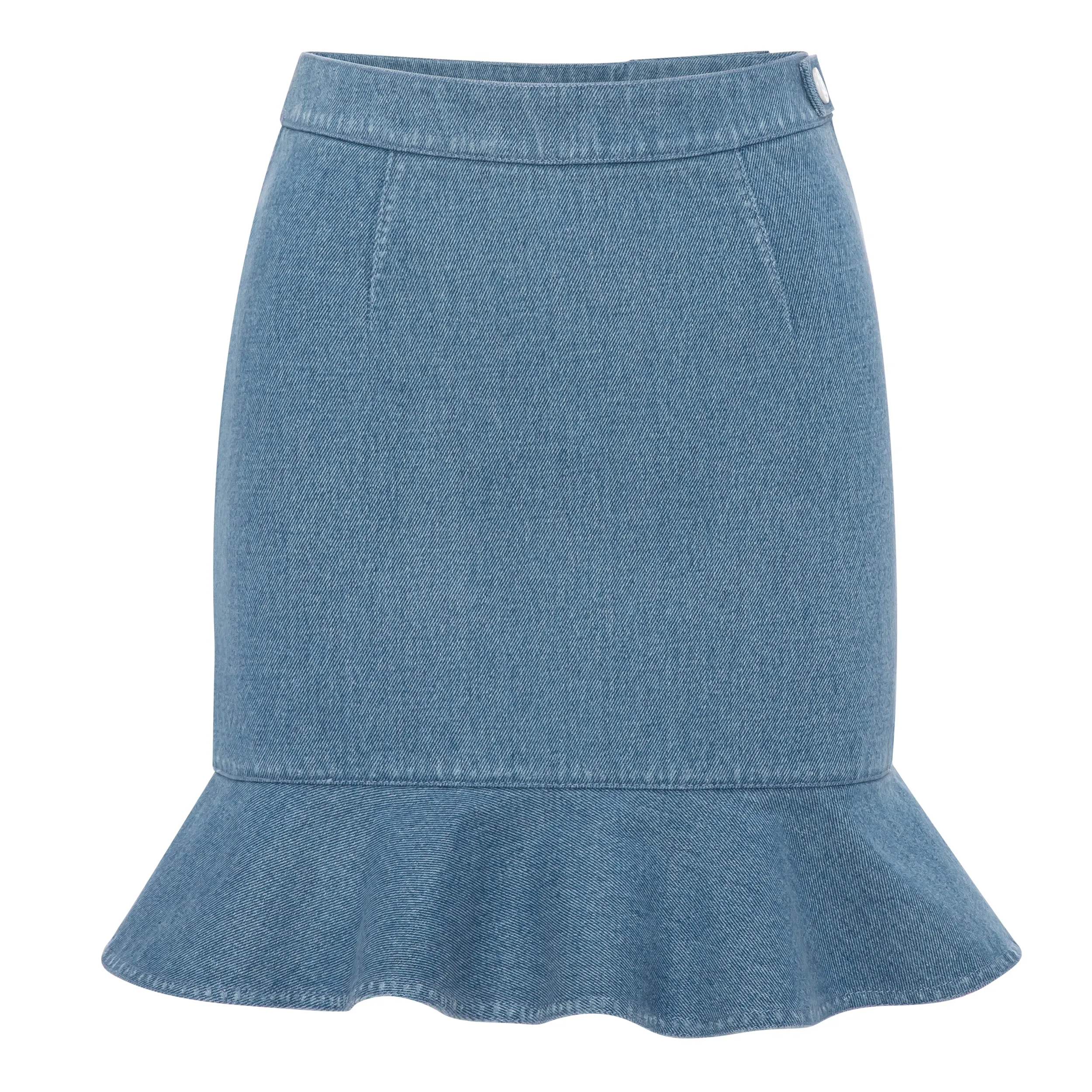 High-Waisted Denim Flared Skirt