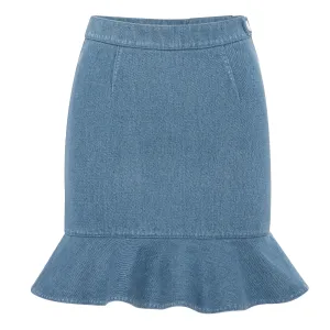 High-Waisted Denim Flared Skirt