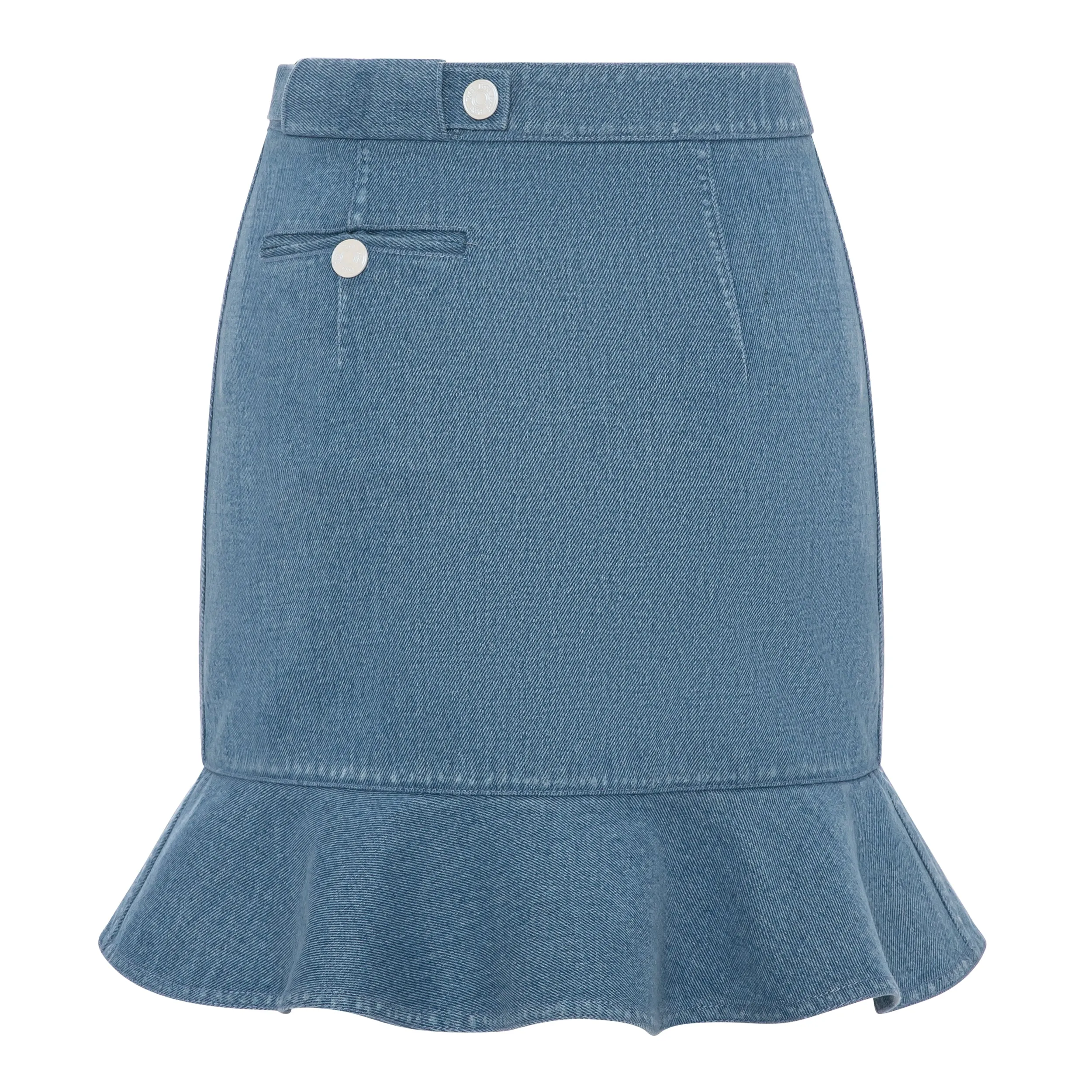 High-Waisted Denim Flared Skirt