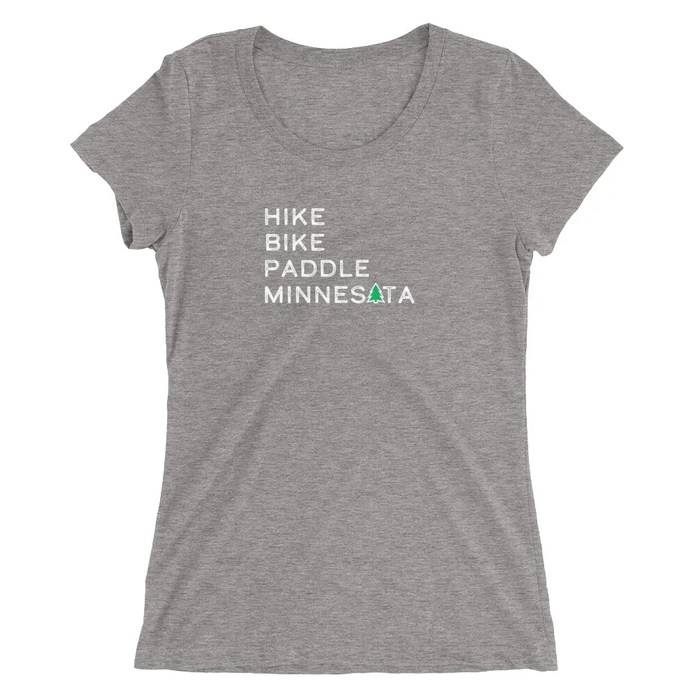Hike Bike Paddle MN Slim Tee - White