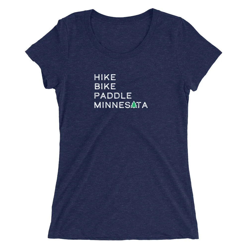Hike Bike Paddle MN Slim Tee - White
