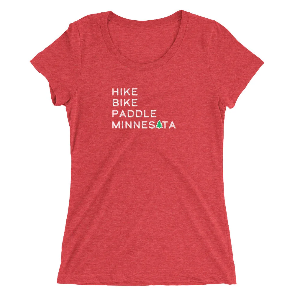 Hike Bike Paddle MN Slim Tee - White