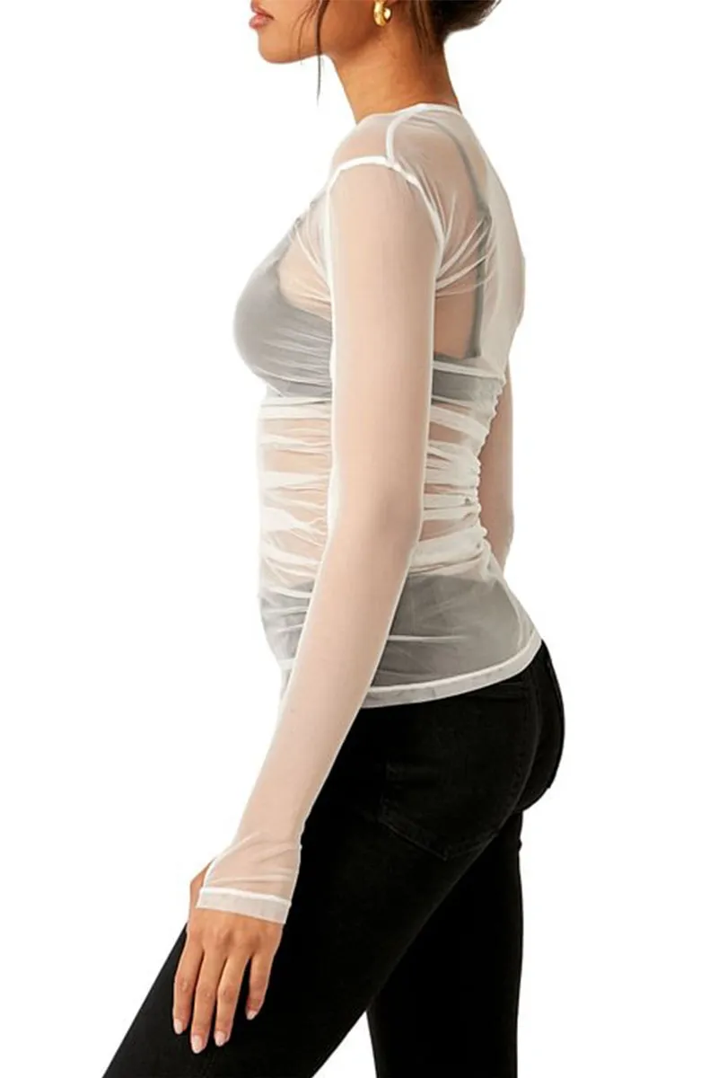 HTS1335 Sheer Mesh Long Sleeve Top
