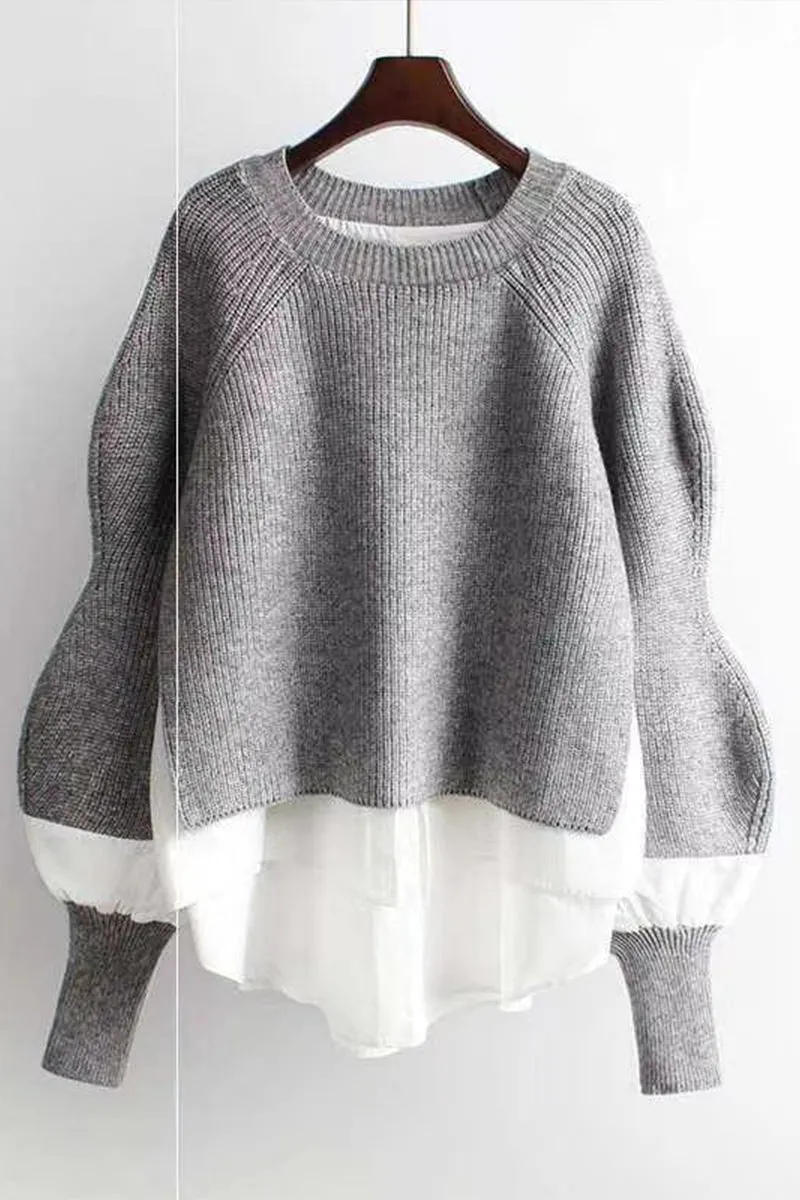 HWR1185 Layered Sleeve Knit Top