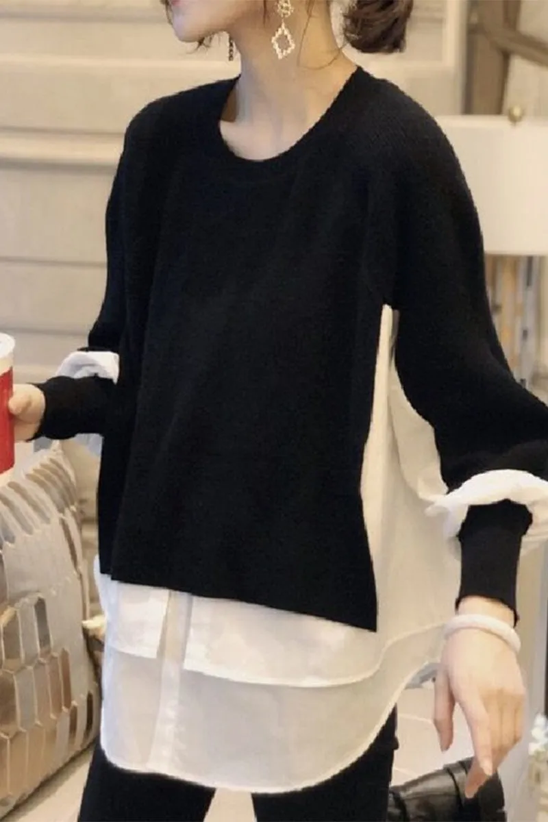 HWR1185 Layered Sleeve Knit Top