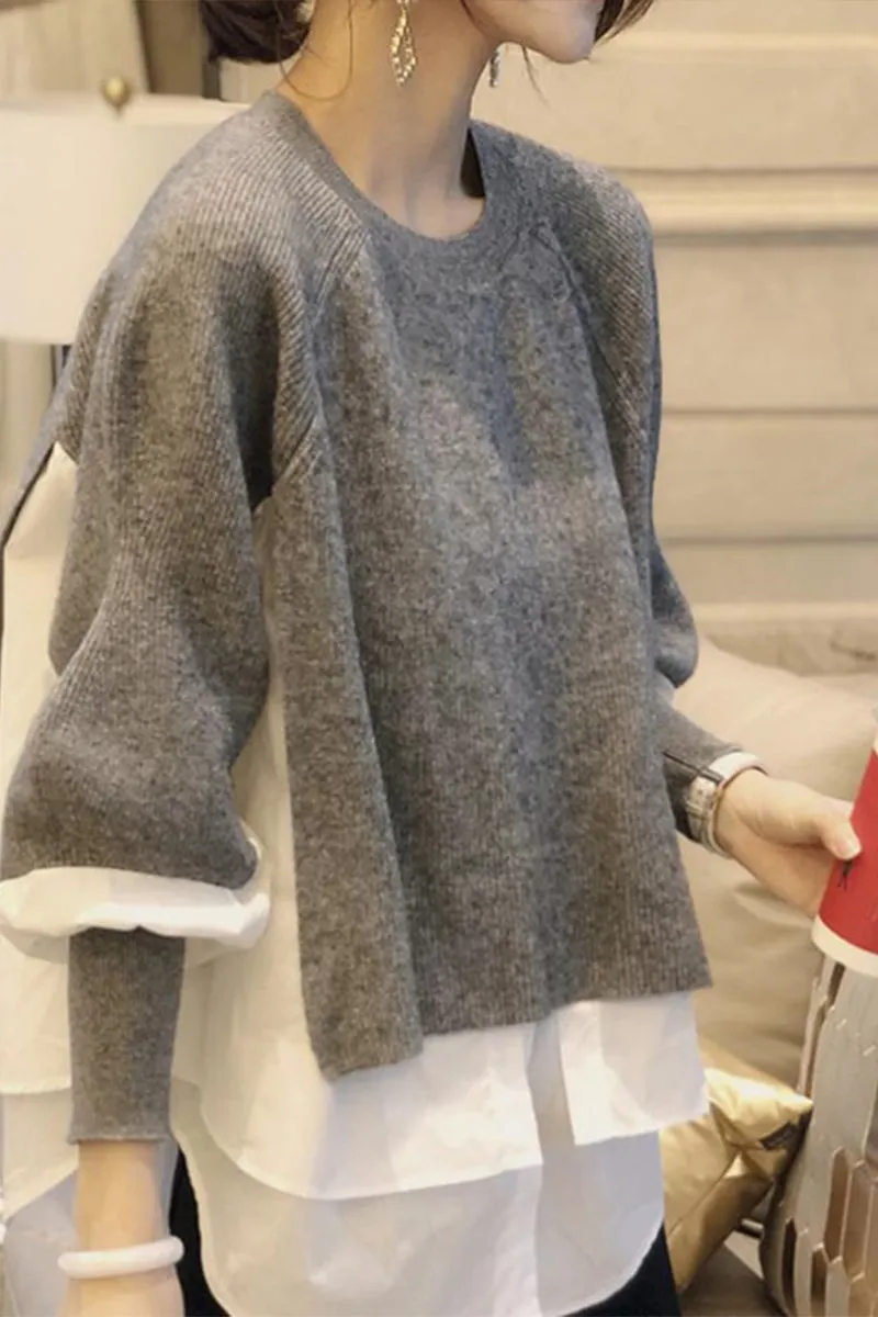 HWR1185 Layered Sleeve Knit Top