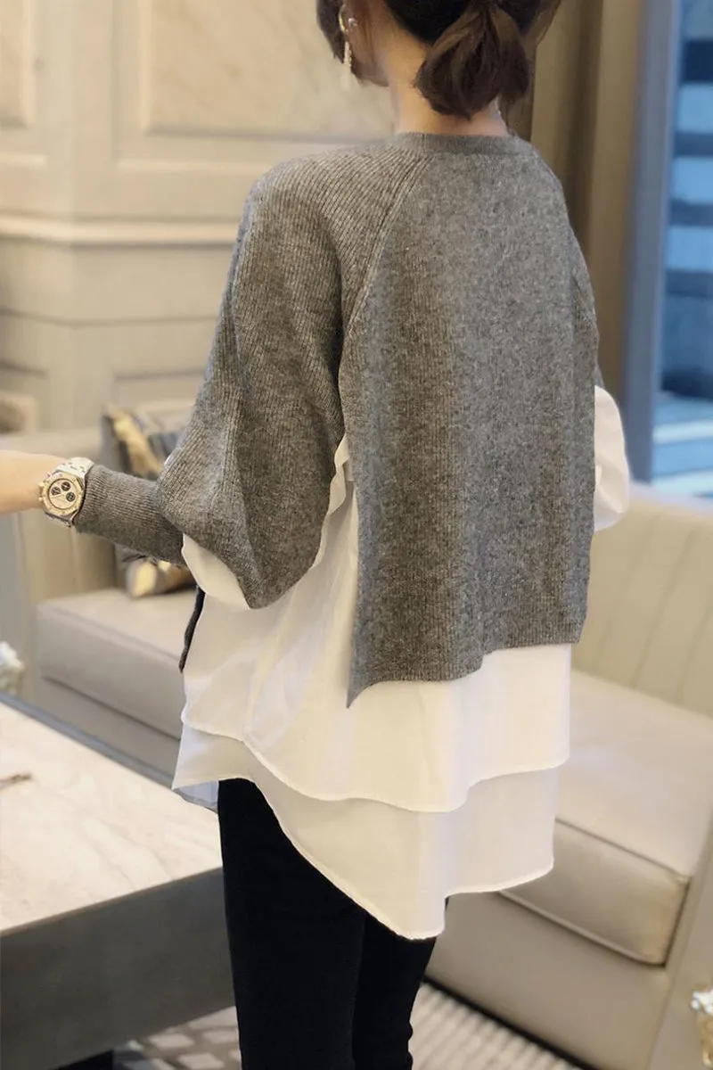 HWR1185 Layered Sleeve Knit Top