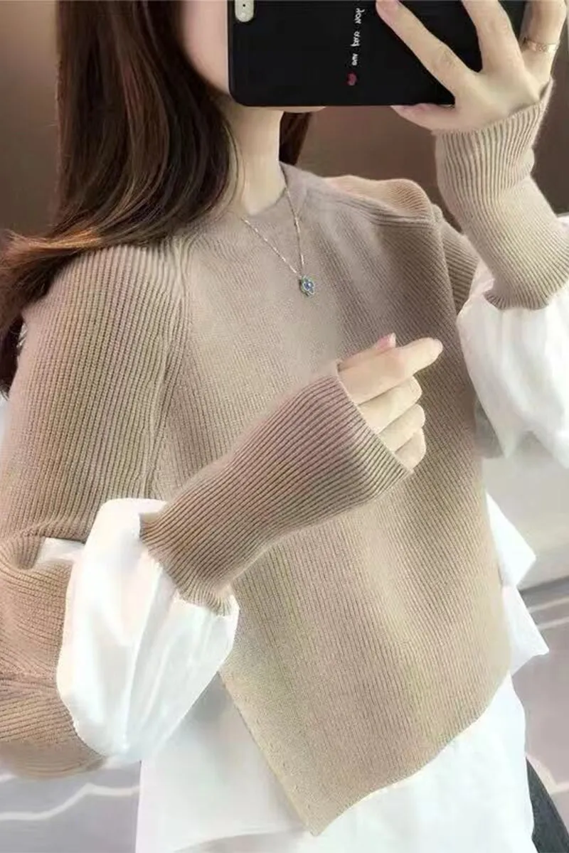 HWR1185 Layered Sleeve Knit Top