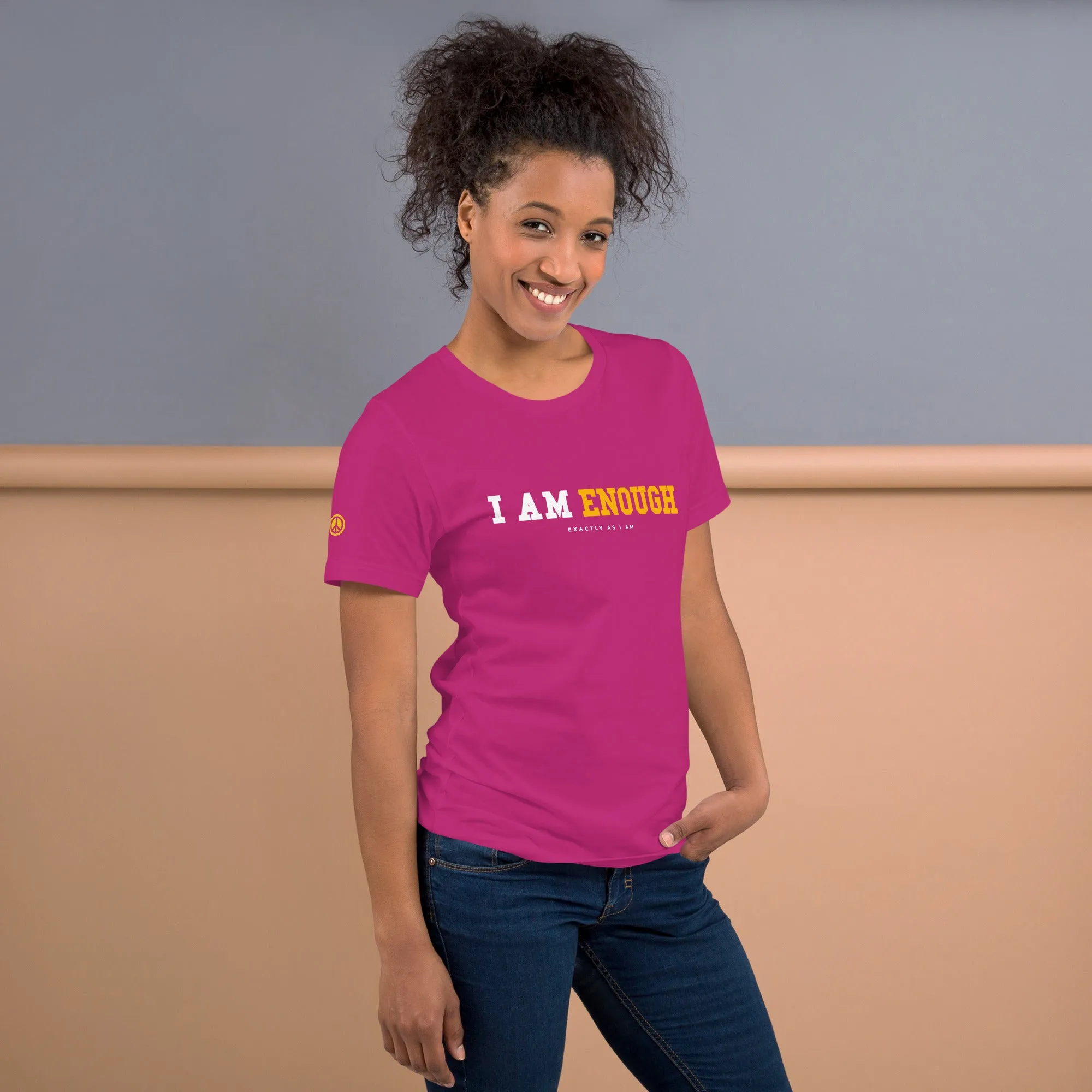 I AM ENOUGH STRONG Mental Health T-Shirt with Peace Sign for Women