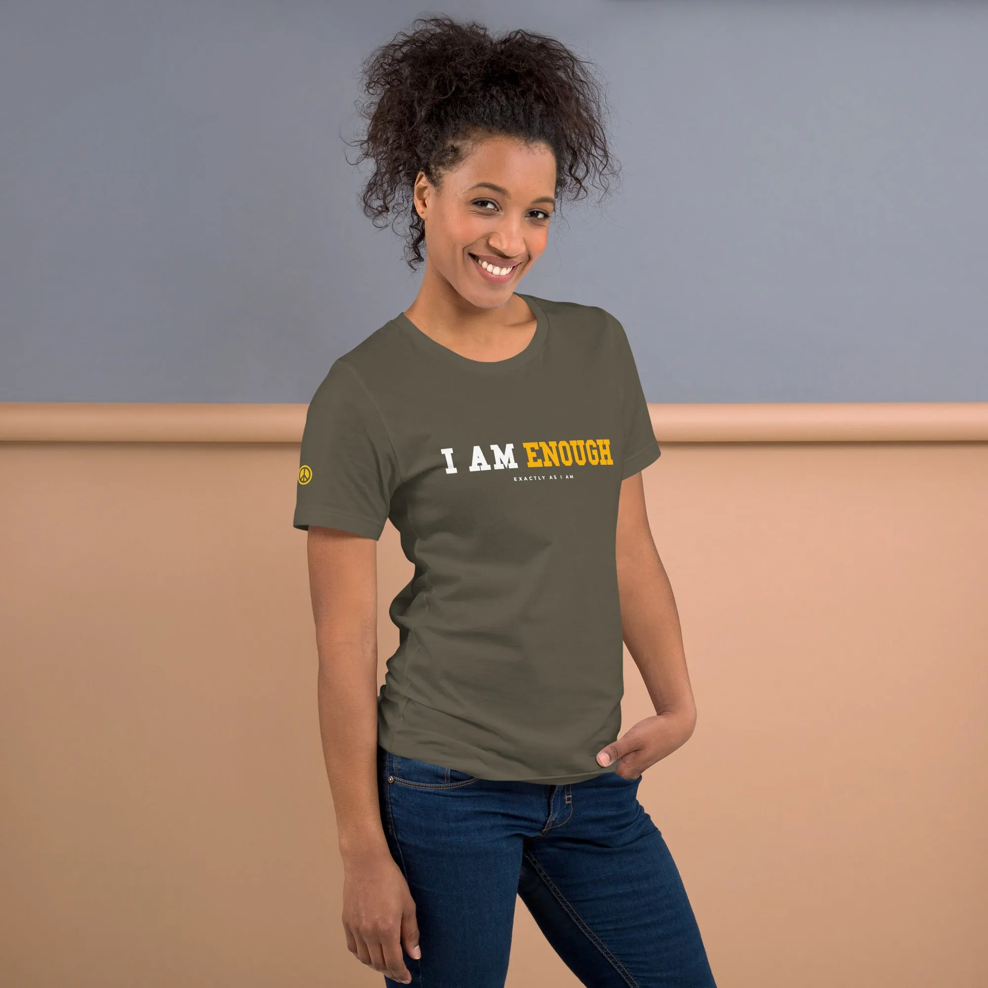 I AM ENOUGH STRONG Mental Health T-Shirt with Peace Sign for Women