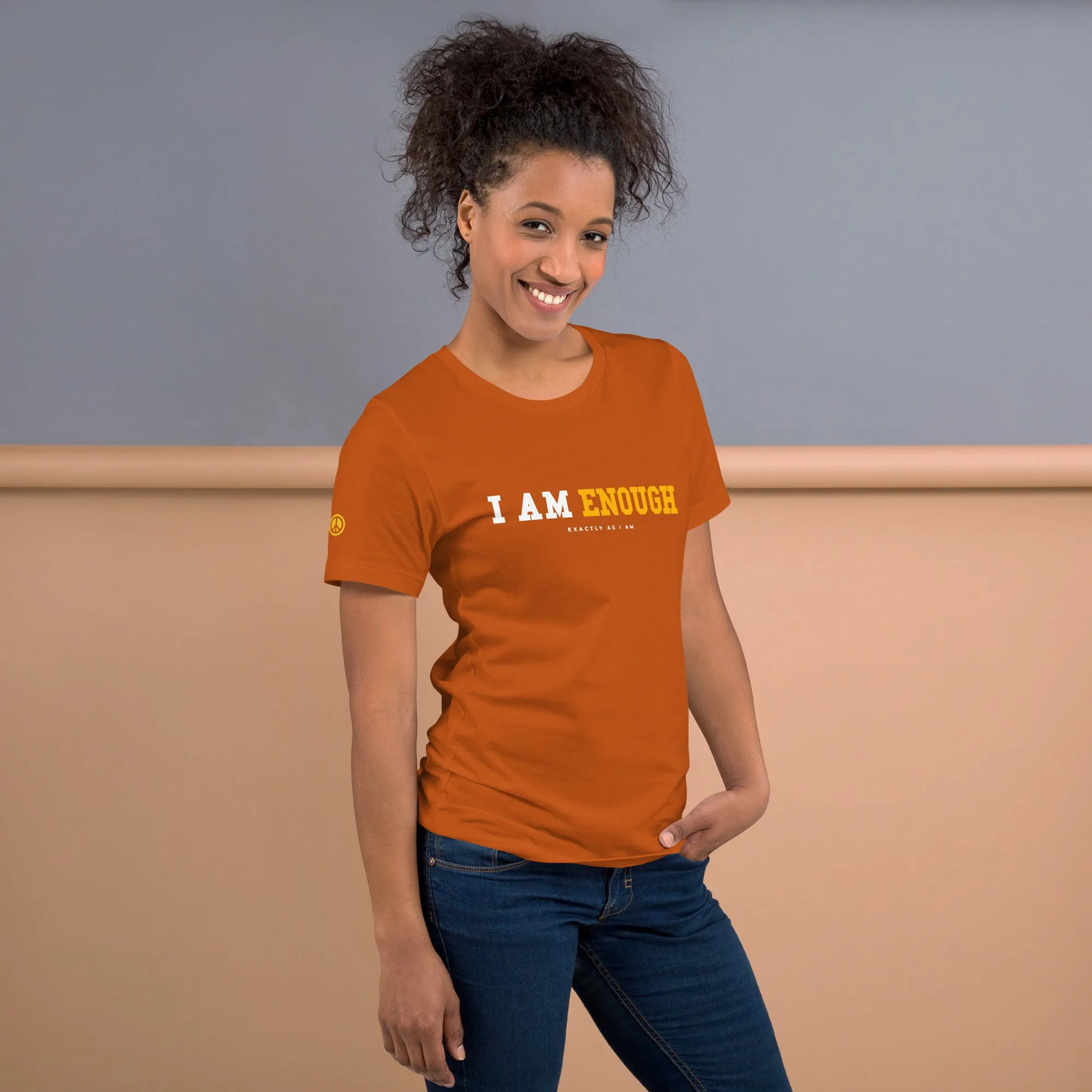 I AM ENOUGH STRONG Mental Health T-Shirt with Peace Sign for Women