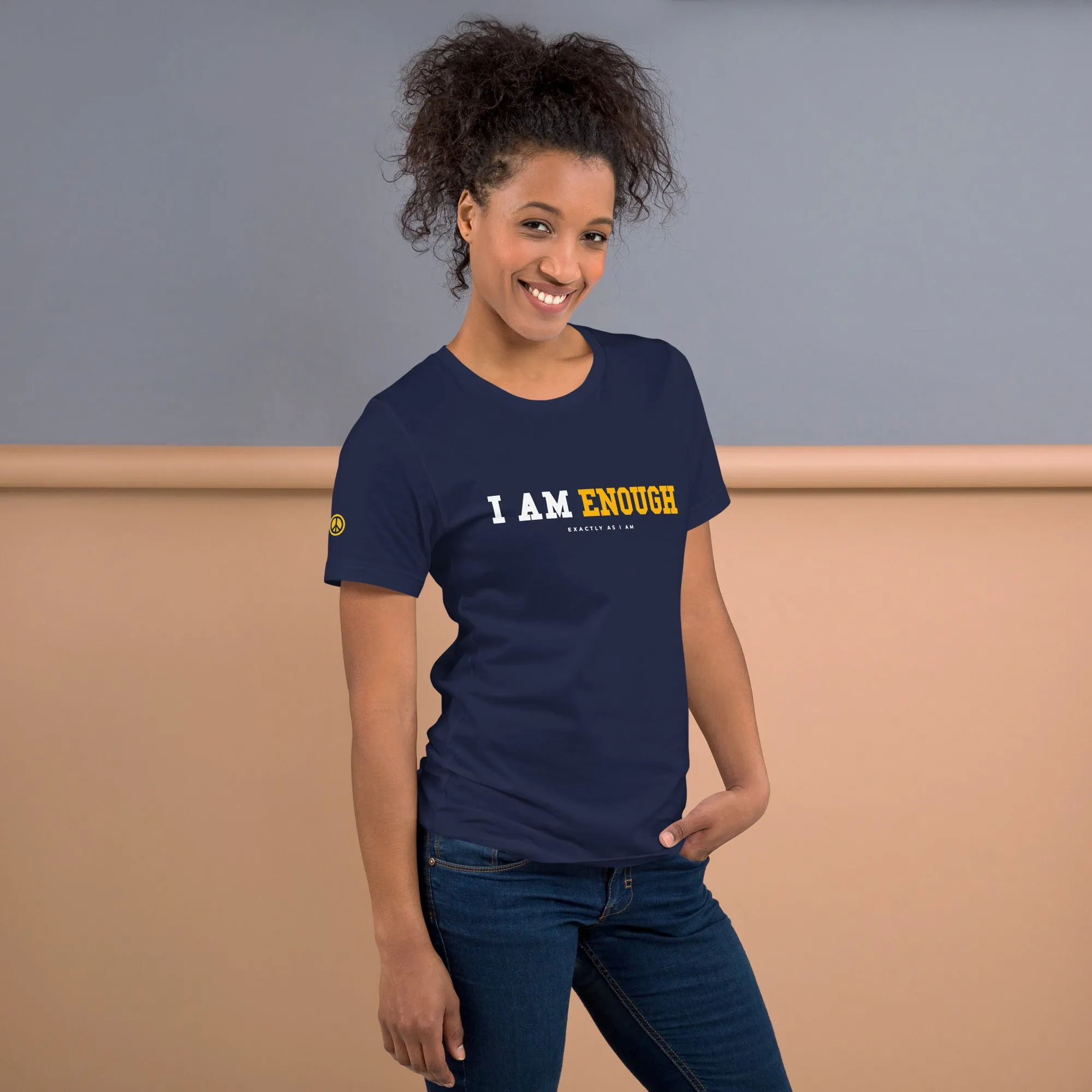 I AM ENOUGH STRONG Mental Health T-Shirt with Peace Sign for Women