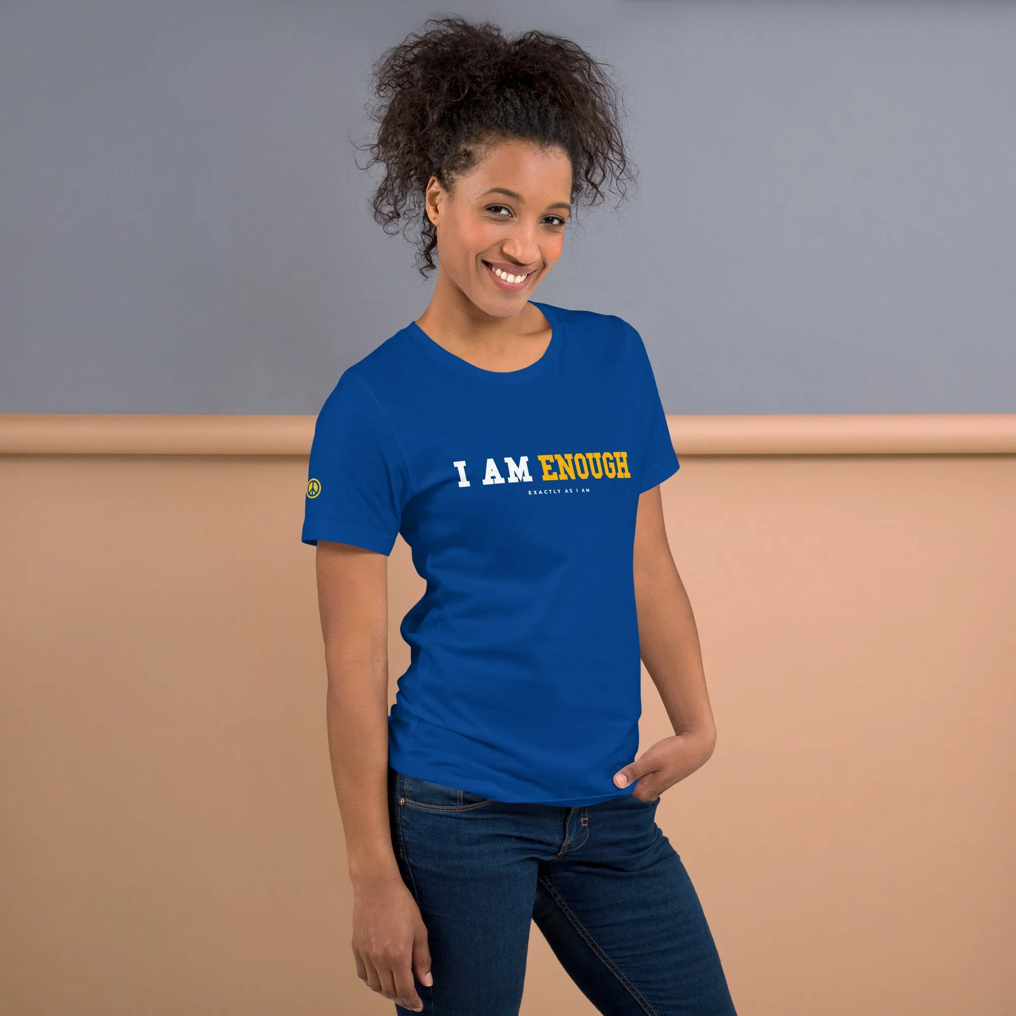 I AM ENOUGH STRONG Mental Health T-Shirt with Peace Sign for Women