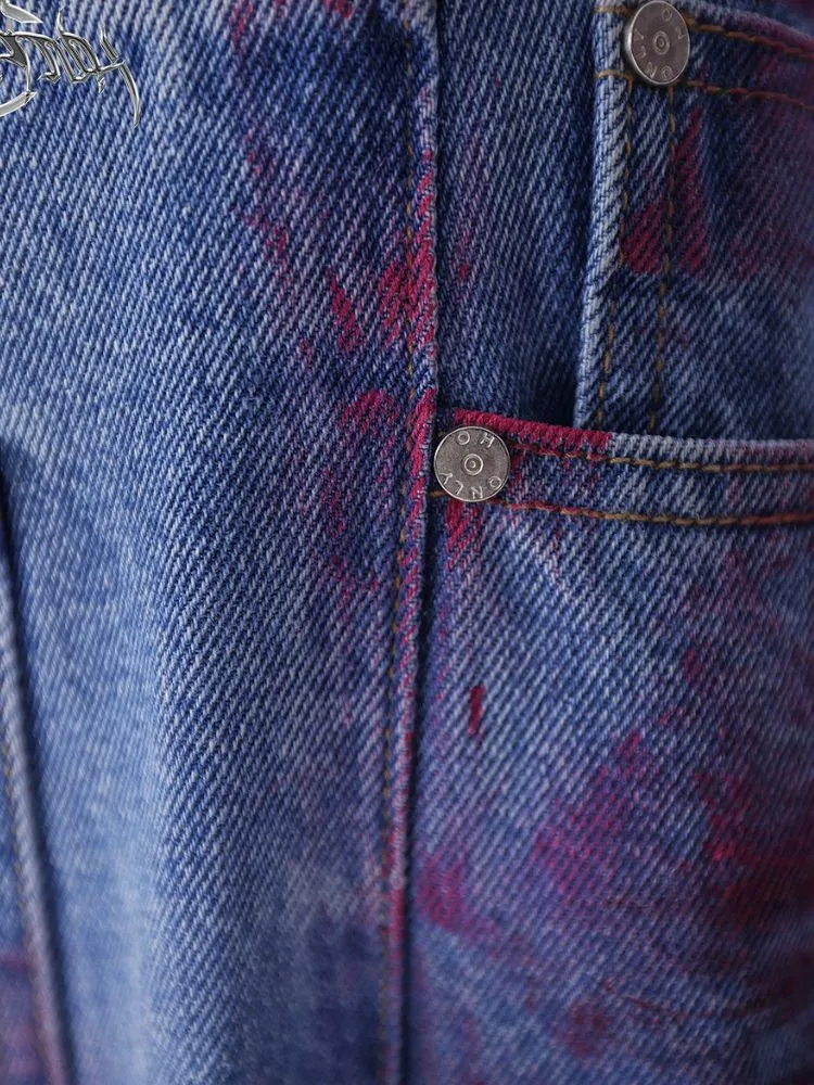 irregular super hole loose jeans