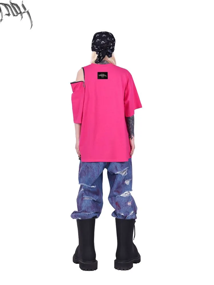 irregular super hole loose jeans
