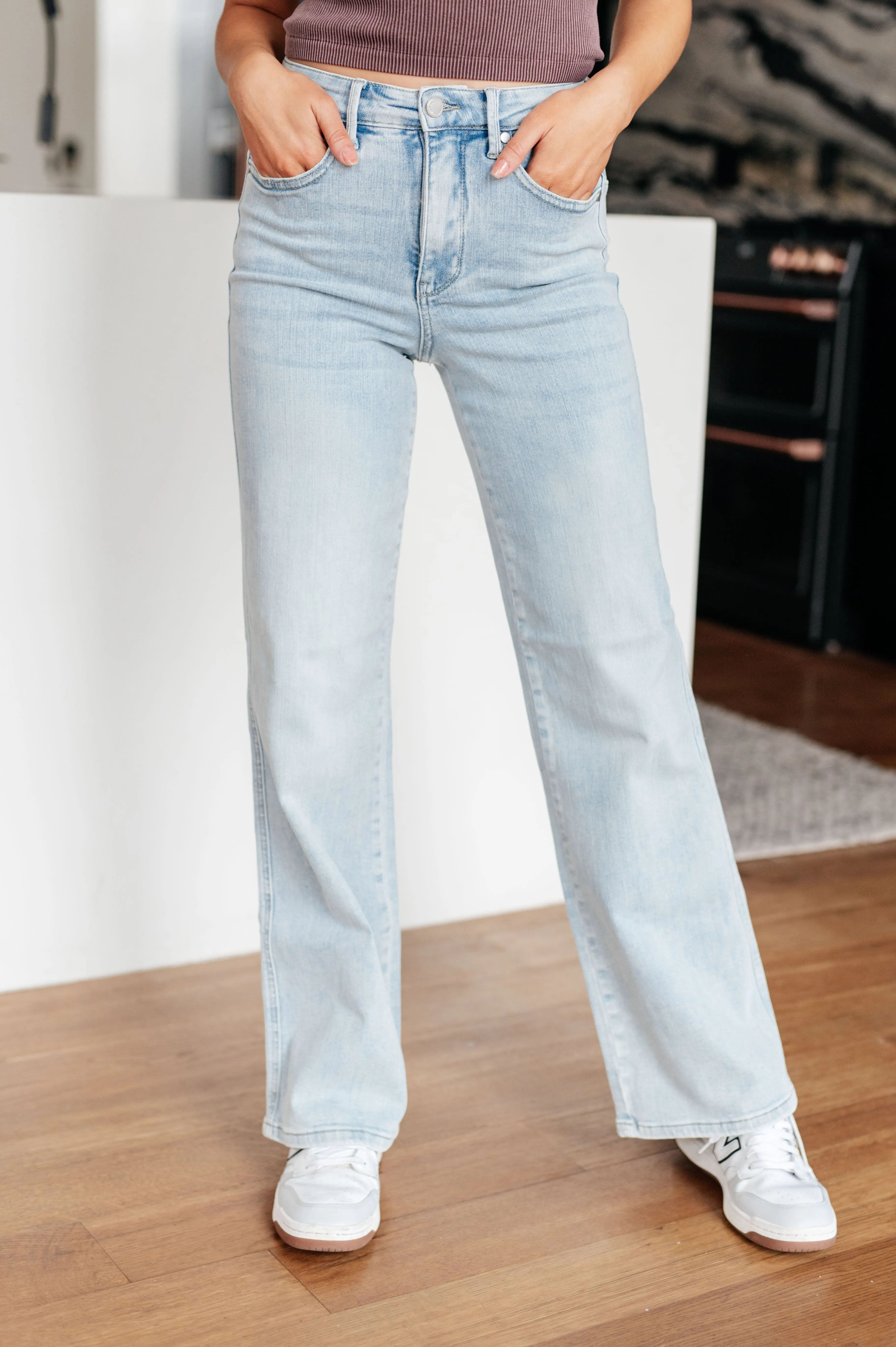 JUDY BLUE Brooke High Rise Control Top Vintage Wash Straight Jeans