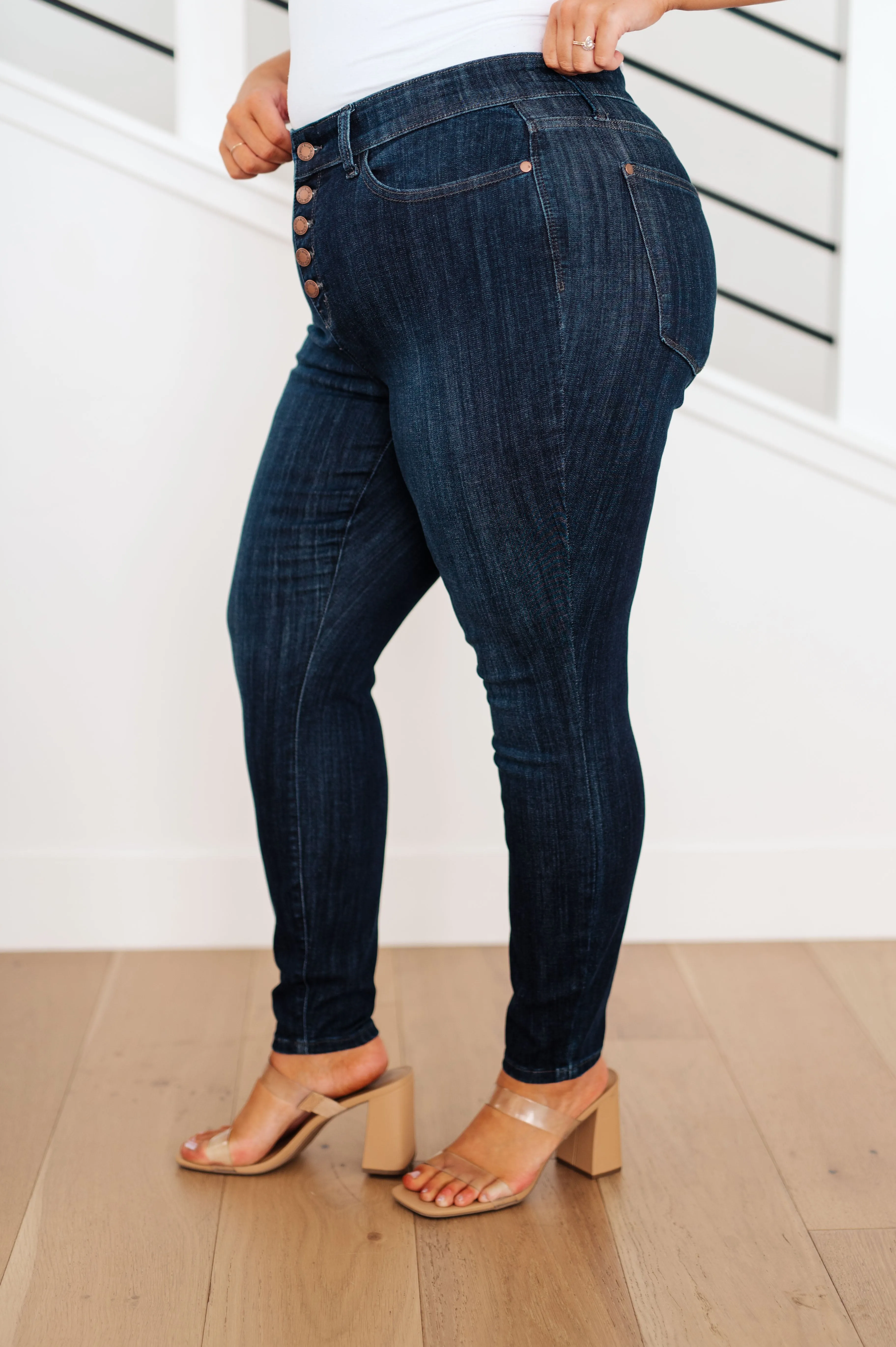 JUDY BLUE Celecia High Waist Hand Sanded Resin Skinny Jeans