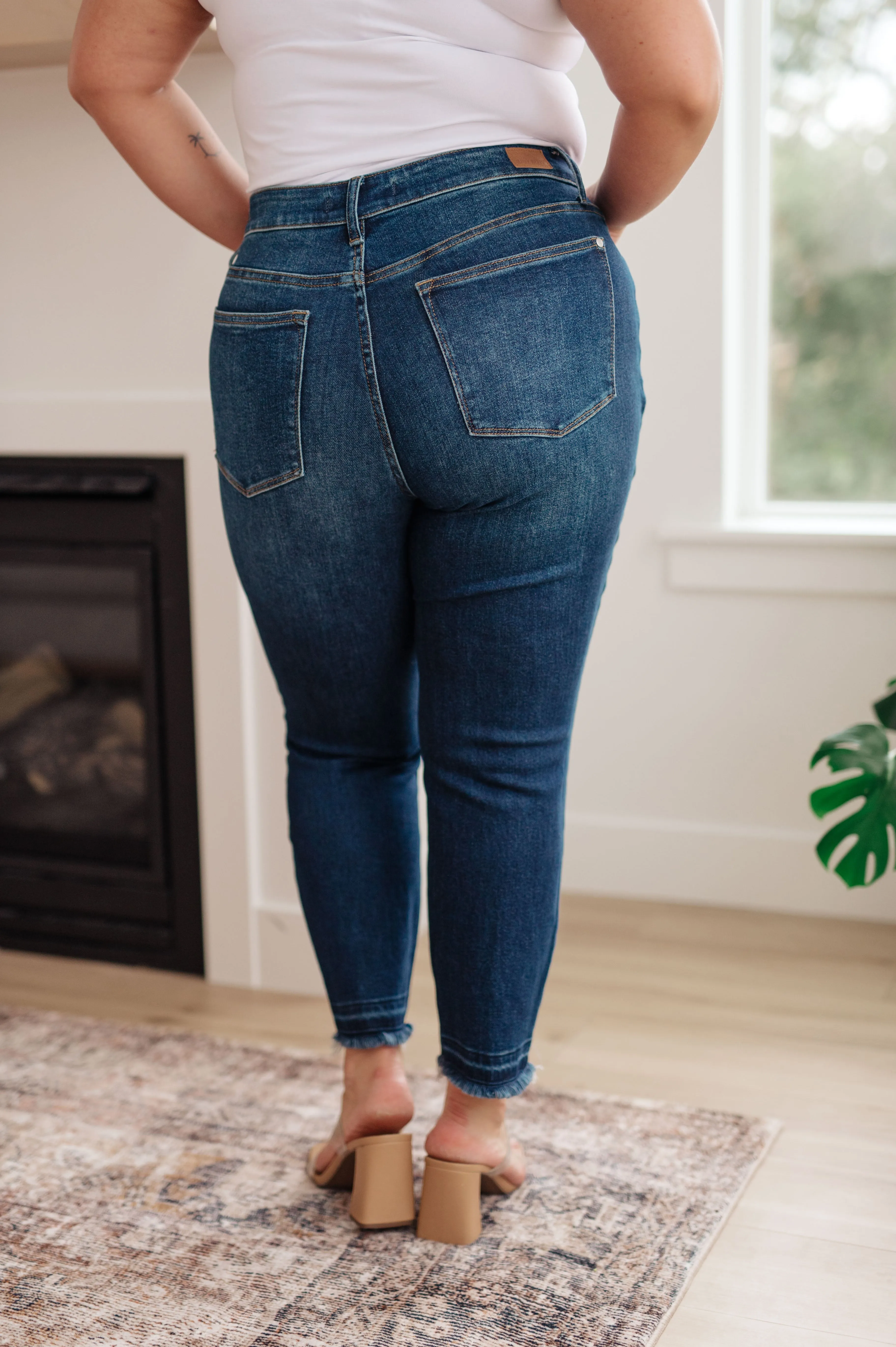 JUDY BLUE Phillipa High Rise Release Hem Slim Jeans