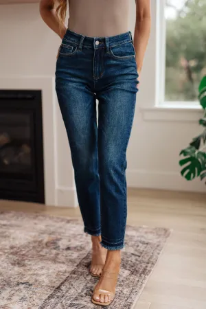JUDY BLUE Phillipa High Rise Release Hem Slim Jeans