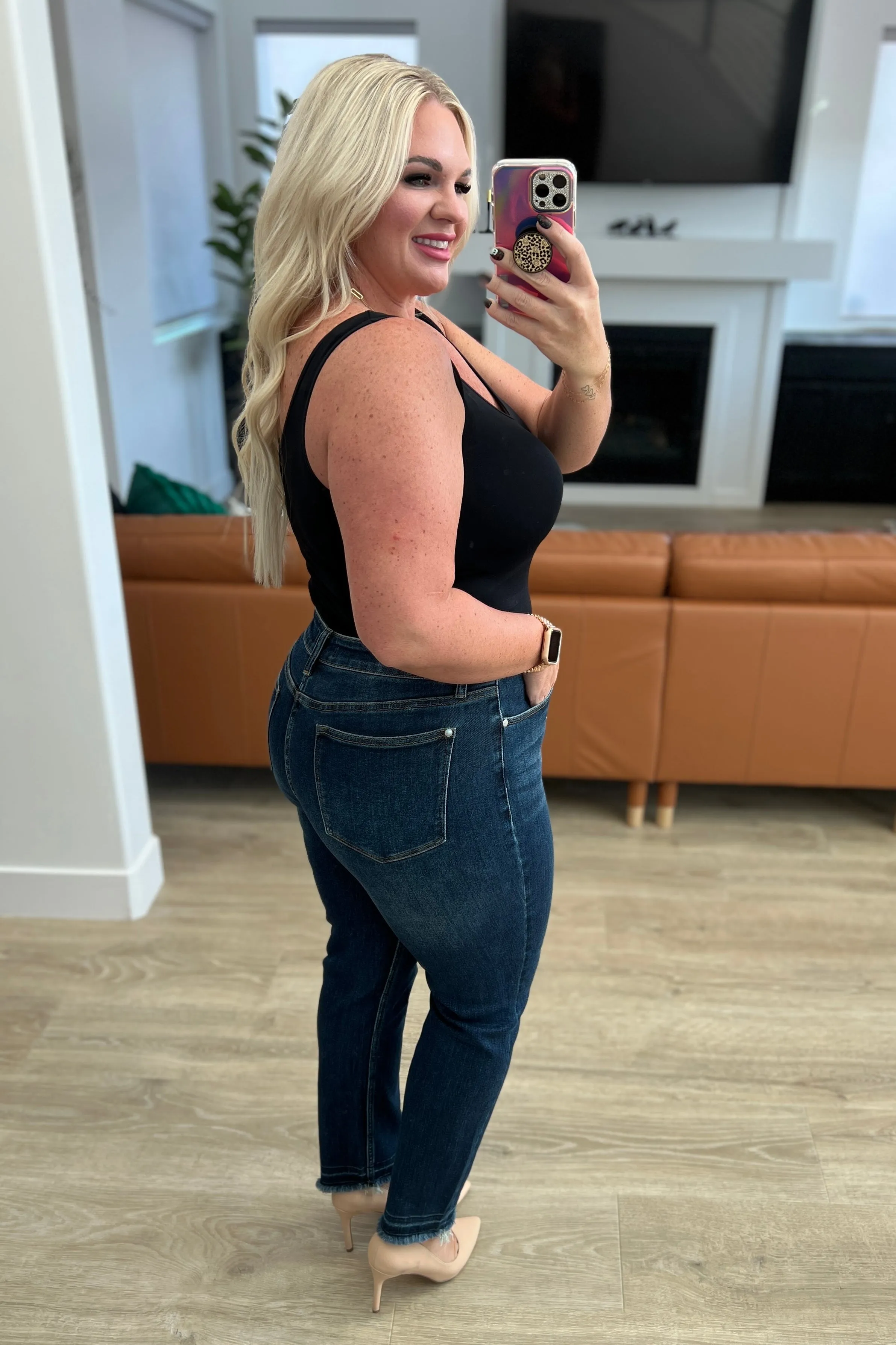 JUDY BLUE Phillipa High Rise Release Hem Slim Jeans