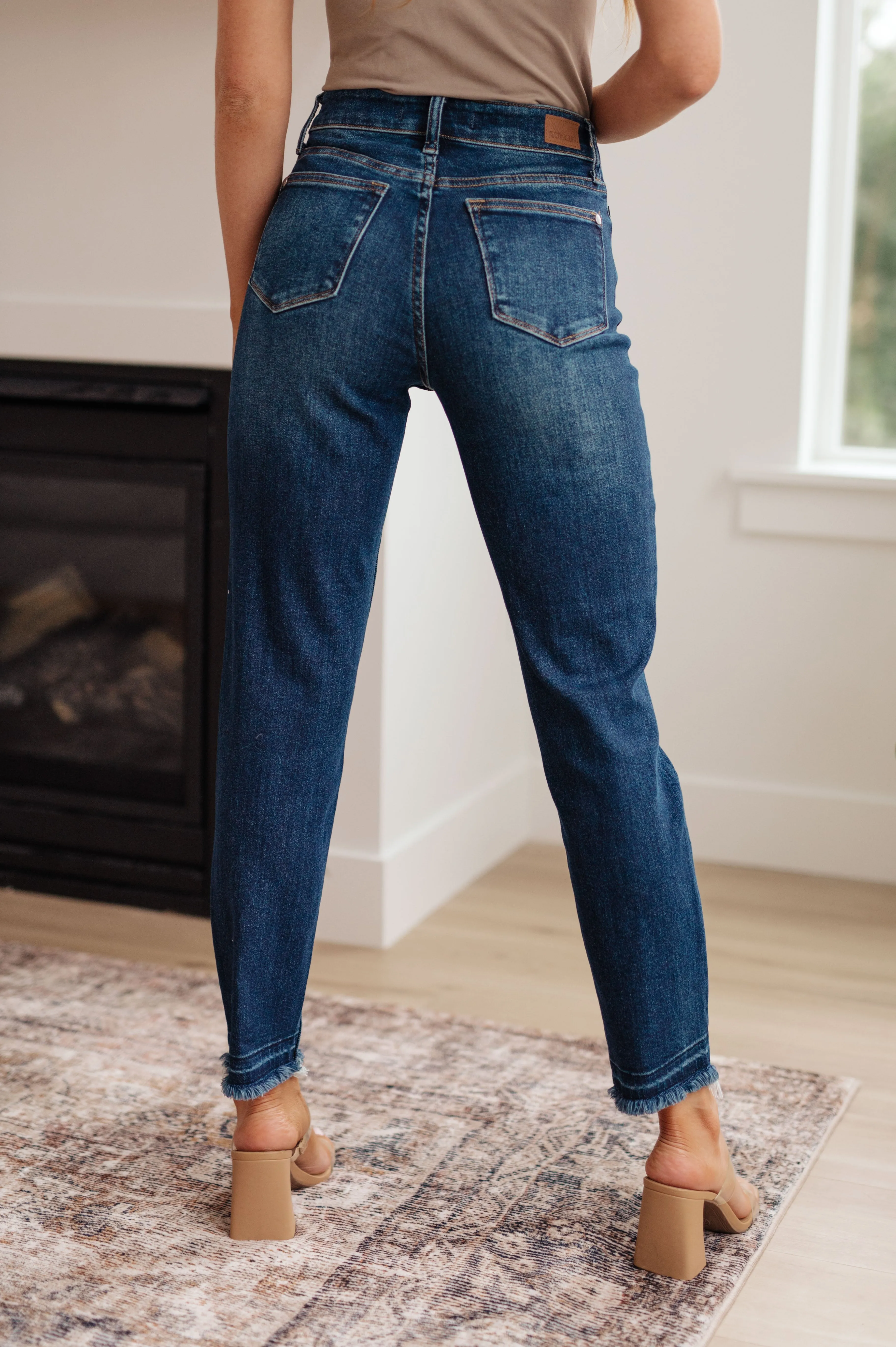 JUDY BLUE Phillipa High Rise Release Hem Slim Jeans