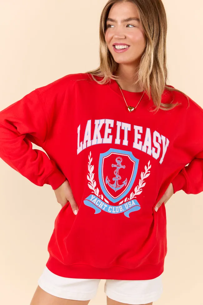Lake It Easy Red Graphic Sweatshirt