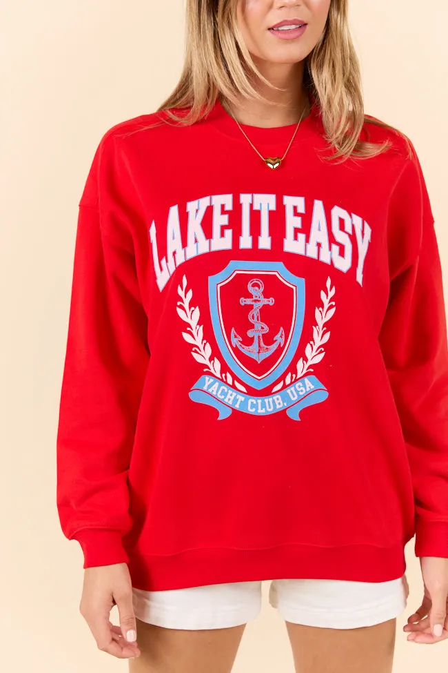 Lake It Easy Red Graphic Sweatshirt