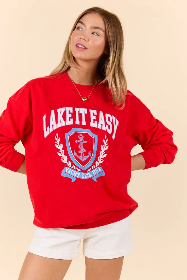 Lake It Easy Red Graphic Sweatshirt