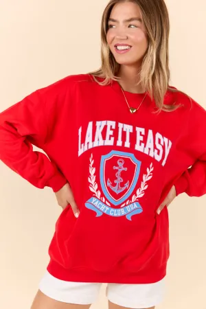Lake It Easy Red Graphic Sweatshirt
