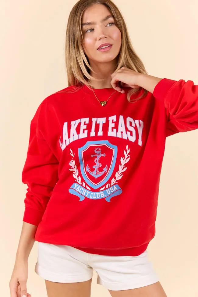 Lake It Easy Red Graphic Sweatshirt