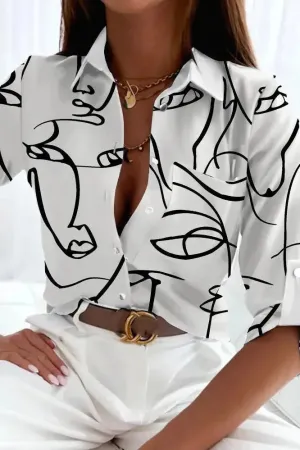 Laura | Elegant blouse with artistic print