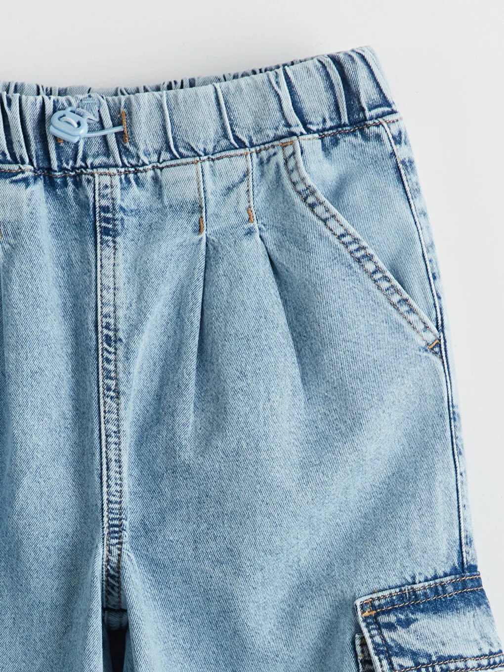 LCW Kids Blue Elastic Waist Girls Cargo Jeans