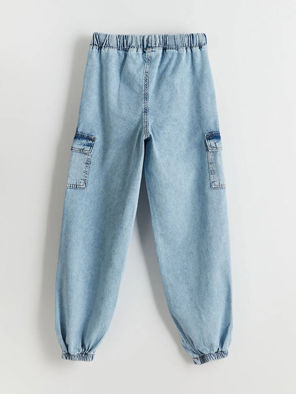 LCW Kids Blue Elastic Waist Girls Cargo Jeans