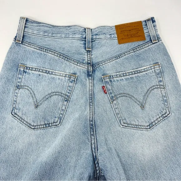Levi's Premium Jeans Size‎ 27 High Loose Taper Light Wash Denim Blue Distressed