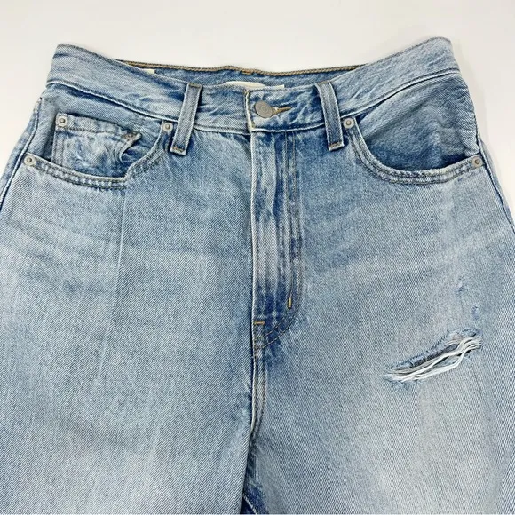 Levi's Premium Jeans Size‎ 27 High Loose Taper Light Wash Denim Blue Distressed